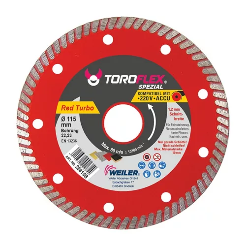 TOROFLEX RED TURBO gyémánttárcsa 125x1,2x22,2/SH8