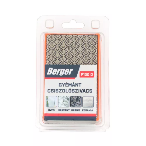 BERGER gyémántszemcsés csiszolószivacs 55x90x25 P100D narancs