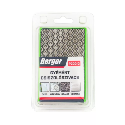 BERGER gyémántszemcsés csiszolószivacs 55x90x25 P200D zöld