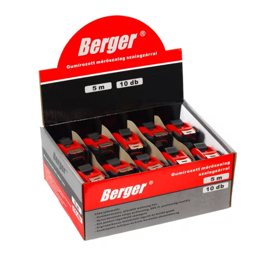 BERGER mérőszalag, gumírozott 5mx19mm