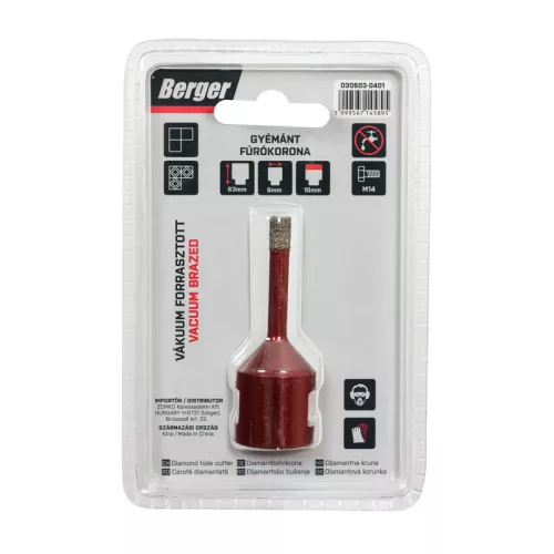 BERGER menetes gyémánt fúrókorona 6x63xSH10mm/M14