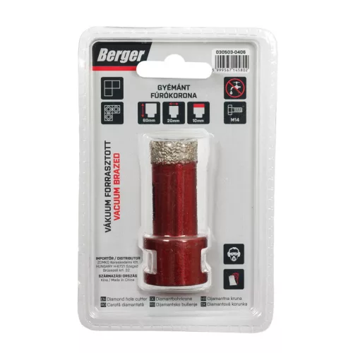 BERGER menetes gyémánt fúrókorona 20x60xSH10mm/M14