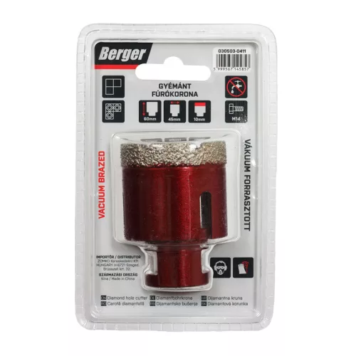 BERGER menetes gyémánt fúrókorona 45x60xSH10mm/M14