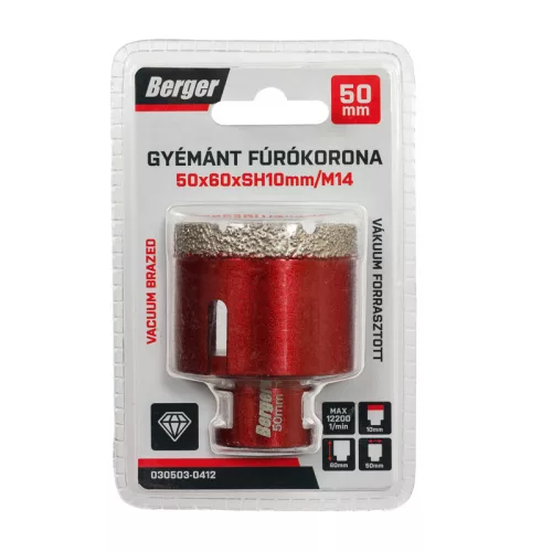 BERGER menetes gyémánt fúrókorona 50x60xSH10mm/M14