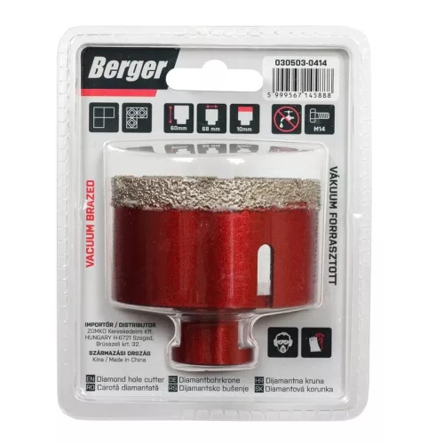 BERGER menetes gyémánt fúrókorona 68x60xSH10mm/M14