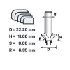 BERGER lekerekítőmaró vezetőcsapággyal HM D22,2xH11/R6,35xS8 mm