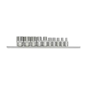   HANS 1/4"+3/8" E-STAR dugókulcsfej készlet 10r. E4-E18 CrV 5610E