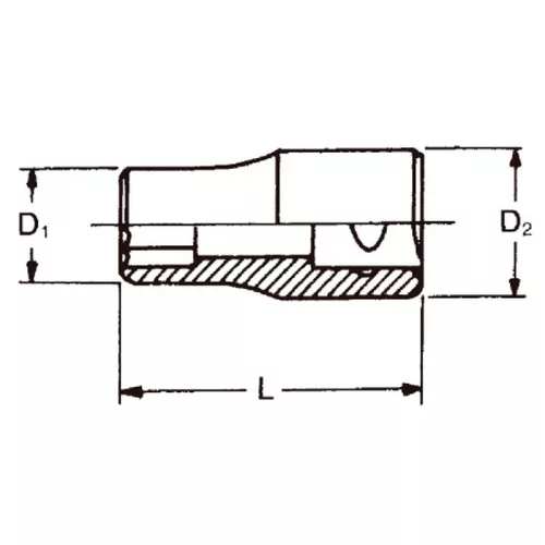HANS 1/2" dugókulcsfej 12 szögű 8mm CrV 4402M08