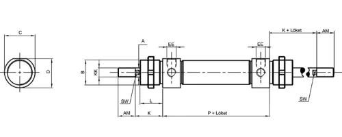 AJ 32/200. Körprofil henger - átmenő dugattyúrúddal