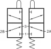 BA 430 301. 4/3-as kézi működtetésű szelep - 2db 3/2-es szelep - G1/8"