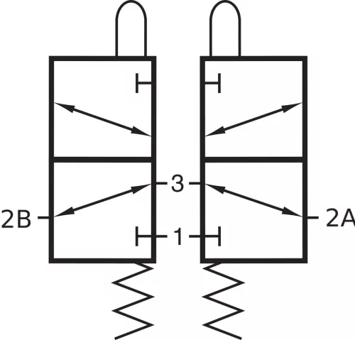 BA 430 301. 4/3-as kézi működtetésű szelep - 2db 3/2-es szelep - G1/8"