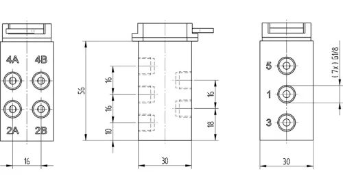 BA 730 301. 7/3-as kézi működtetésű szelep - 2db 5/2-es szelep - G1/8"