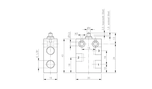 BV 311 301. 3/2-es nyomócsapos szelep - G1/8"