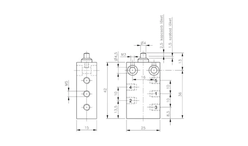 BV 511 201. 5/2-es nyomócsapos szelep - M5