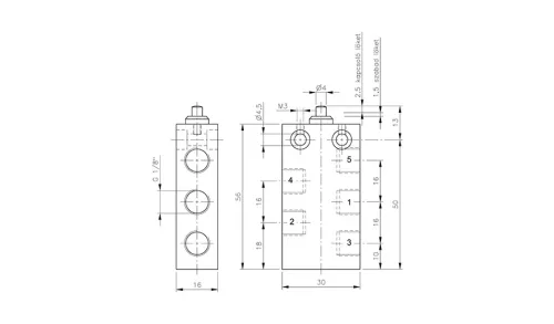 BV 511 301. 5/2-es nyomócsapos szelep - G1/8"
