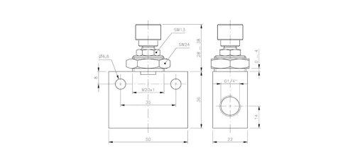 DR 801. Fojtó-visszacsapó szelep - G1/4"