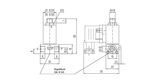 EAV-211-C15-1/8F-00. 3/2-es direkt vezérlésű MINI szelep - alaphelyzetben zárt - G1/8" - VITON
