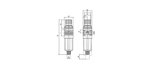 FR-0-1/4. Szűrő-szabályzó egység - 12 bar - 20 mikron (A-0)