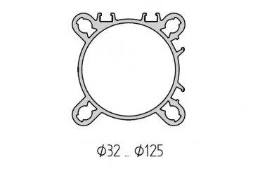 HIFRV 125/400. ISO 15552 profil henger - rozsdamentes dugattyúrúddal - FPM tömítéssel