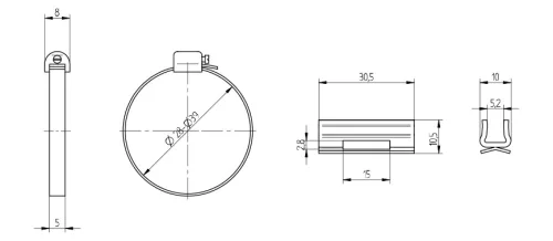ISHTRX-25-32. Közelítéskapcsoló rögzítő elem körprofil hengerhez - INOX