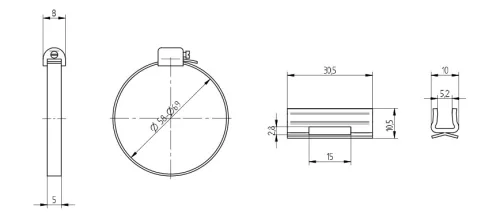 ISHTRX-63. Közelítéskapcsoló rögzítő elem körprofil hengerhez - INOX
