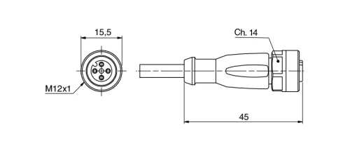 ISK4-250-2-M12. Közelítéskapcsoló hosszabbítókábel - 2m - M12