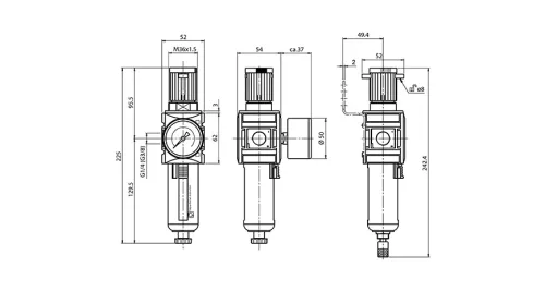 KFRG-114/10 G HA. Szűrő-szabályzó egység - 10 bar - 5 mikron + Manométer (FS-1)