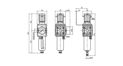 KFRG-212/10 G HA. Szűrő-szabályzó egység - 10 bar - 5 mikron + Manométer (FS-2)