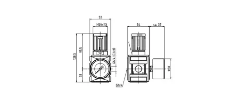 KREG-114/10 G. Nyomásszabályzó egység - 10 bar + Manométer (FS-1)