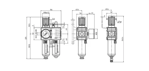 KS2U-114/8 G AM. Automata levegő-előkészítő egység - 8 bar - 5 mikron + Manométer (FS-1)