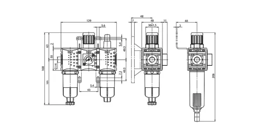 KS3U-014/8 G AM. Automata levegő-előkészítő egység - 8 bar - 5 mikron + Manométer (FS-0)