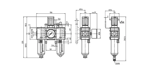 KS3U-114/8 G AM. Automata levegő-előkészítő egység - 8 bar - 5 mikron + Manométer (FS-1)