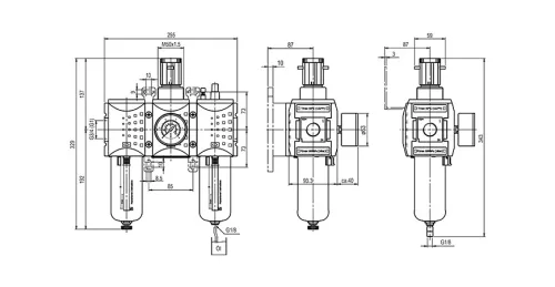 KS3U-41/8 G HA. Levegő-előkészítő egység - 8 bar - 5 mikron + Manométer (FS-4)