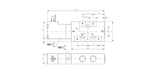 MD 510 401 - 24 DC. 5/2-es elektromos vezérlésű szelep, monostabil - G1/8"