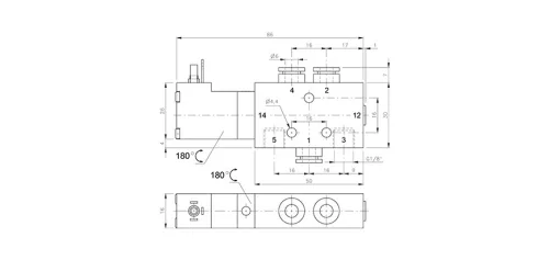 MD 510 461 - 6 DC. 5/2-es elektromos vezérlésű szelep, monostabil - pif 6mm