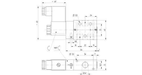 MEH 311 701 G. 3/2-es elektromos vezérlésű, külső segédlevegős működtetésű szelep, monostabil - alaphelyzetben zárt - G1/4" - G-széria