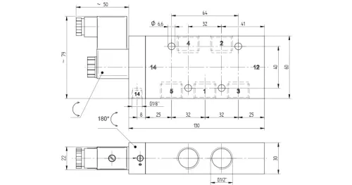 MEH 511 121. 5/2-es elektromos vezérlésű, külső segédlevegős működtetésű szelep, monostabil - G1/2"
