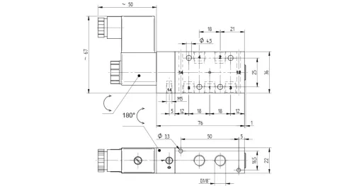 MEH 511 501 G. 5/2-es elektromos vezérlésű, külső segédlevegős működtetésű szelep, monostabil - G1/8" - G-széria