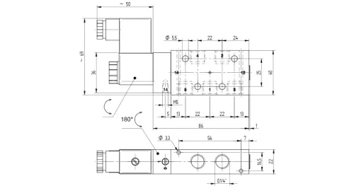 MEH 511 701 G. 5/2-es elektromos vezérlésű, külső segédlevegős működtetésű szelep, monostabil - G1/4"