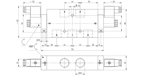 MEH 520 181. 5/2-es elektromos vezérlésű, külső segédlevegős működtetésű szelep, bistabil - G3/4"