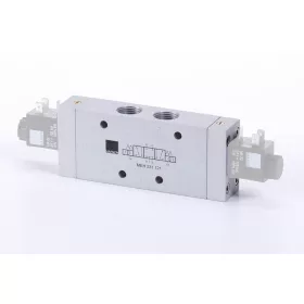   MEH 531 121. 5/3-as elektromos vezérlésű, külső segédlevegős működtetésű szelep, középállásban zárt - G1/2"