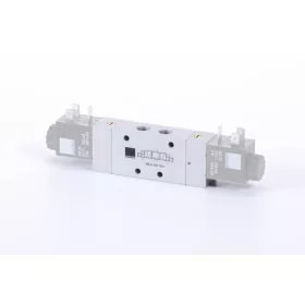   MEH 531 501 G. 5/3-as elektromos vezérlésű, külső segédlevegős működtetésű szelep, középállásban zárt, G-széria - G1/8"