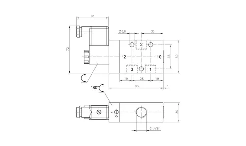 MH 310 101. 3/2-es elektromos vezérlésű szelep, monostabil - alaphelyzetben zárt - G3/8"