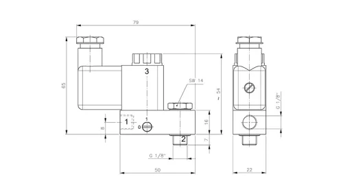 MH 311 013 EX M. 3/2-es elektromos, direkt vezérlésű szelep - alaphelyzetben zárt - G1/8" - ATEX