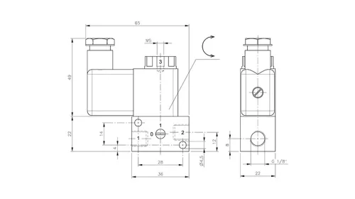 MH 311 015 TT. 3/2-es elektromos, direkt vezérlésű szelep - alaphelyzetben zárt - G1/8" - hidegálló