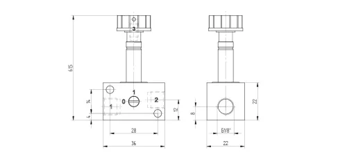 MH 311 015. 3/2-es elektromos, direkt vezérlésű szelep - alaphelyzetben zárt - G1/8"