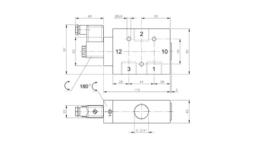 MH 311 181. 3/2-es elektromos vezérlésű szelep, monostabil - alaphelyzetben zárt - G3/4"