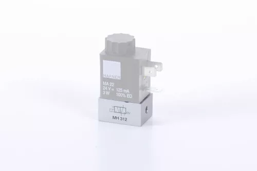 MH 312. 3/2-es elektromos, direkt vezérlésű alaplapos szelep - alaphelyzetben zárt - M5