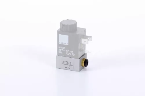 MH 314. 3/2-es elektromos, direkt vezérlésű alaplapos szelep - alaphelyzetben zárt - pif 4mm