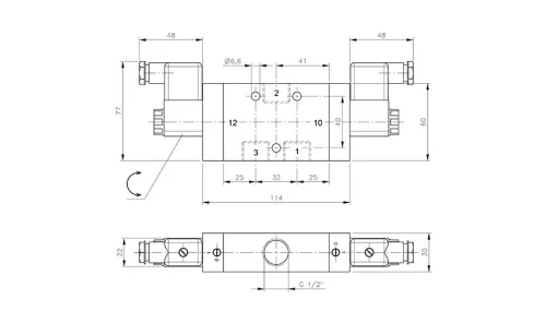 MH 320 121. 3/2-es elektromos vezérlésű szelep, bistabil - G1/2"